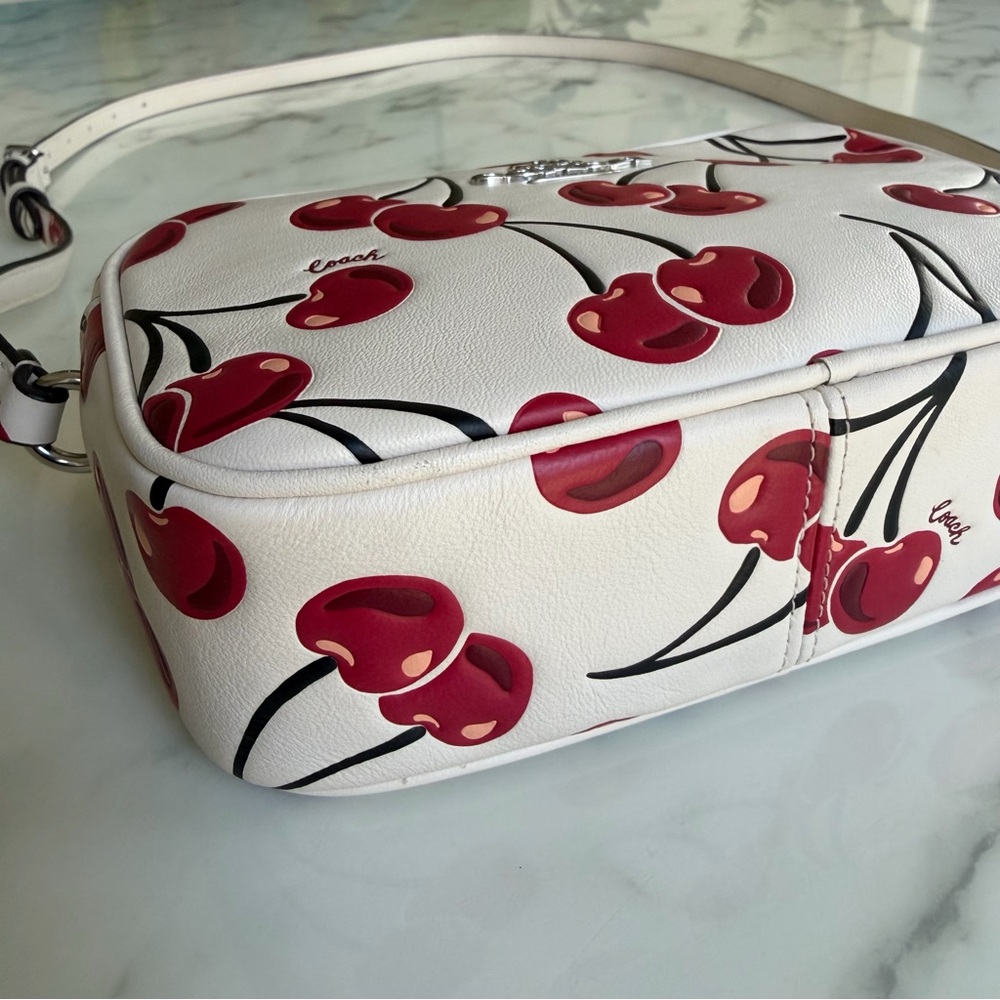 Coach Mini Jamie Camera Bag With Cherry Print Crossbody Chalk Leather CAB04 - Picture 16 of 16